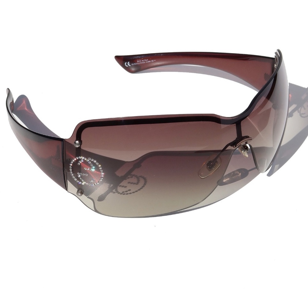❣️SOLD❣️NOT FOR SALE Y2K GUCCI Shield sunglasses with crystal interlocking logo